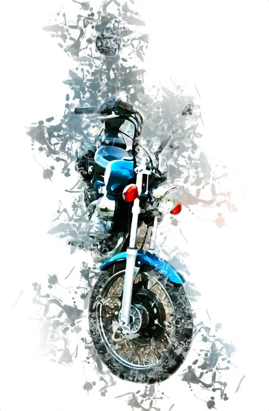 Motorrad Llustration Farbe Isoliert Kunst Vintage Retro — Stockfoto