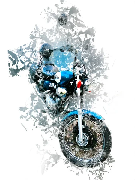 Motociclo Llustrazione Colore Isolato Arte Vintage Retro — Foto Stock