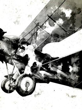 Beyaz arka planda izole edilmiş eski bir savaş uçağı.