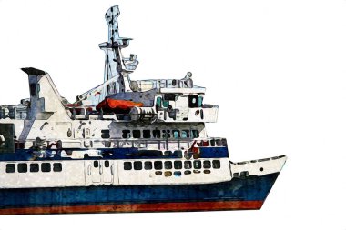 Yelkenli tekneler marina sanat illüstrasyonuna yerleştirildi.