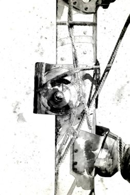 Yelkenli tekneler marina sanat illüstrasyonuna yerleştirildi.