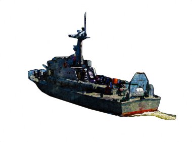 Askeri gemi, Atlantik Denizi 'nin engebeli çizimlerinden geçiyor.