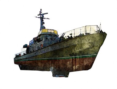 Askeri gemi, Atlantik Denizi 'nin engebeli çizimlerinden geçiyor.