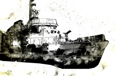 Askeri gemi, Atlantik Denizi 'nin engebeli çizimlerinden geçiyor.