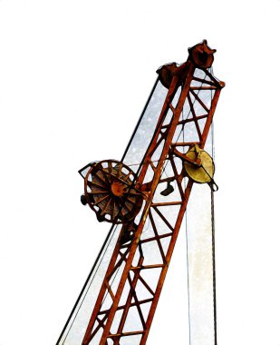 Şantiye iskelesi, klasik resim çizimi olan bir inşaat alanı.