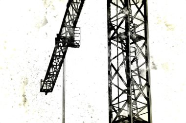 Şantiye iskelesi, klasik resim çizimi olan bir inşaat alanı.