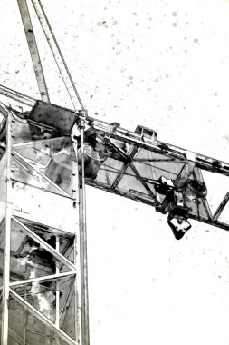 Şantiye iskelesi, klasik resim çizimi olan bir inşaat alanı.