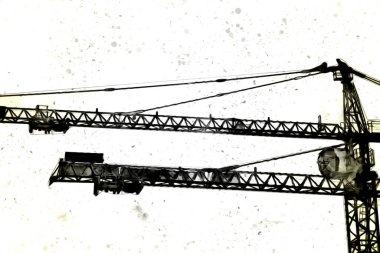 Şantiye iskelesi, klasik resim çizimi olan bir inşaat alanı.