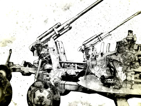 Avion Pistolet Art Illustration Dessin Militaire Croquis — Photo