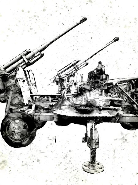 Aircraft Gun Art Illustration Military Drawing Sketch — 스톡 사진