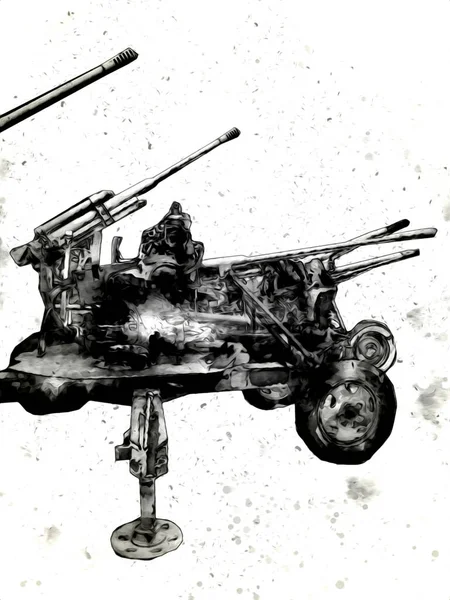 Aircraft Gun Art Illustration Military Drawing Sketch — 스톡 사진