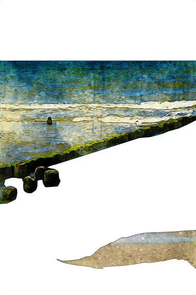 Schöner Strand Mit Weißem Sand Natürlicher Hintergrund Für Sommerurlaub Kunst — Stockfoto