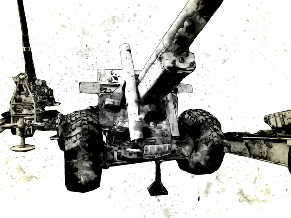戦場の大砲軍のイラストドローイングスケッチ — ストック写真