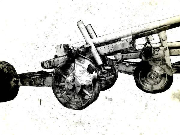 Canhão Campo Batalha Ilustração Arte Militar Desenho Esboço — Fotografia de Stock