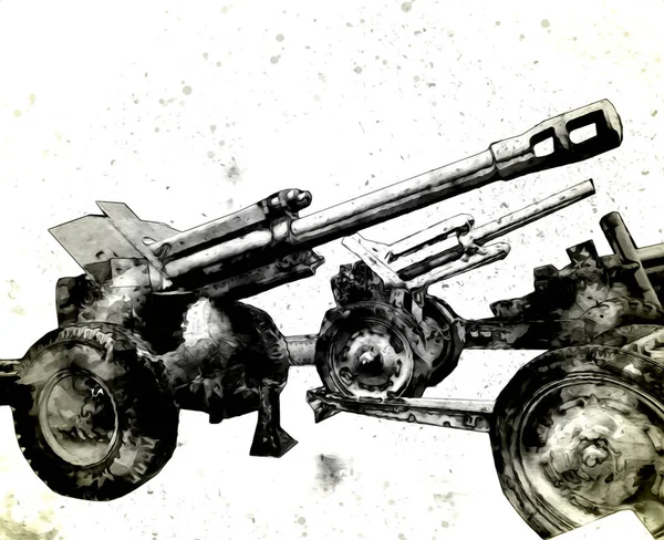 battlefield cannon military art illustration drawing sketch