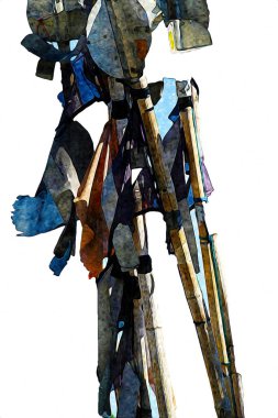 Rüzgarda dalgalanan renkli deniz yelkenli bayrakları sanat eseri çizimleri