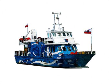 Yelkenli tekneler rıhtıma, liman sanatı illüstrasyonları klasik