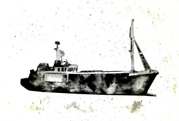 Barcos Vela Arrumados Cais Ilustração Arte Porto Vintage Retro — Fotografia de Stock