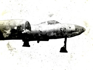 Amerikan savaş uçağı resim sanatı klasiği çiziyor.