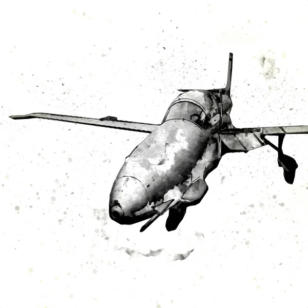 Avion Chasseur Réaction Américain Dessin Illustration Art Vintage — Photo