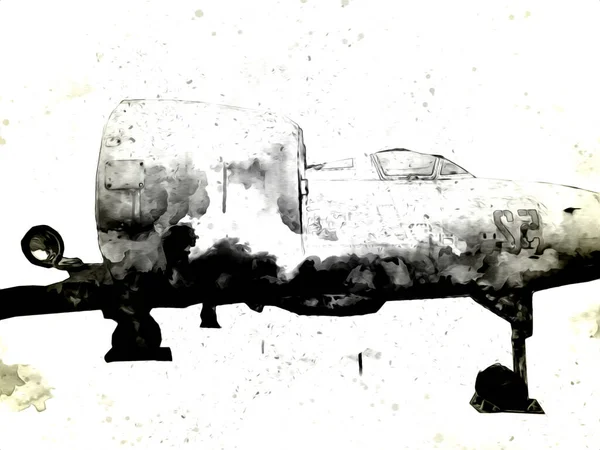 Avion Chasseur Réaction Américain Dessin Illustration Art Vintage — Photo