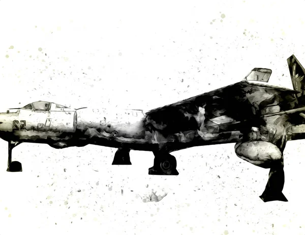 Avion Chasseur Réaction Américain Dessin Illustration Art Vintage — Photo