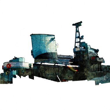 Savaş gemisi deniz illüstrasyonu antika sanat eseri çizimi