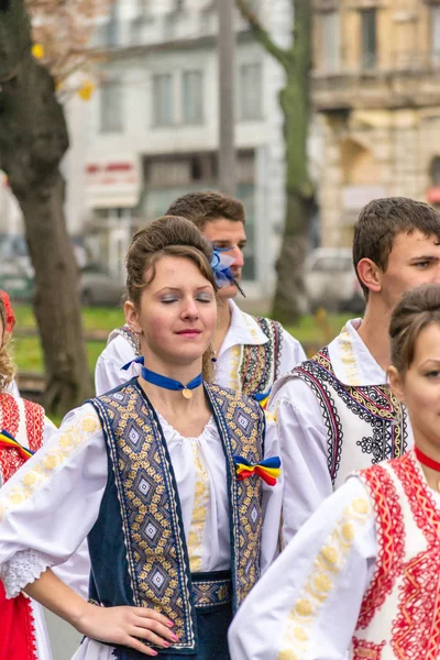Arad Roemenië December 2012 Mensen Draagt Klederdracht National Day Parade — Stockfoto