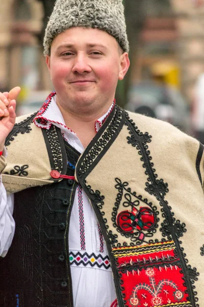 Arad Romania December 2012 Man Wearing National Costume National Day — Stock Photo, Image