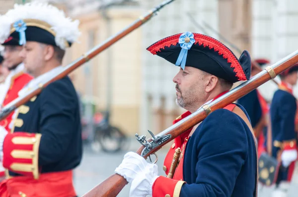 Timisoara Romania September 2018 Parade Changing Guard Period Costumes — Stock Photo, Image
