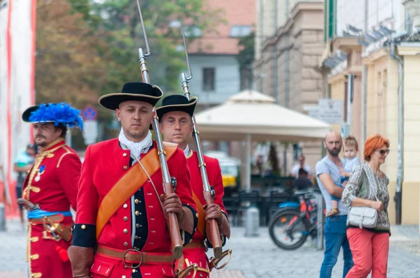 Timisoara Rumänien September 2018 Parad För Att Byta Vakt Perioddräkter — Stockfoto
