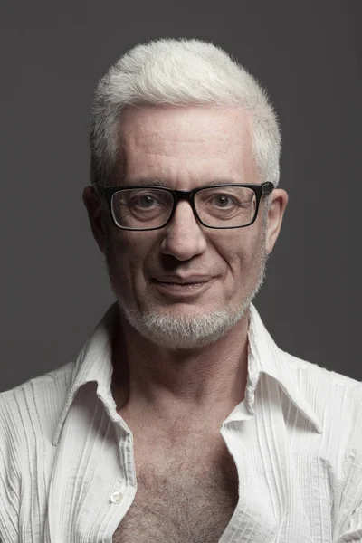 Eyewear Fabulous Any Age Concept Portrait Year Old Man Standing — Stock Photo, Image