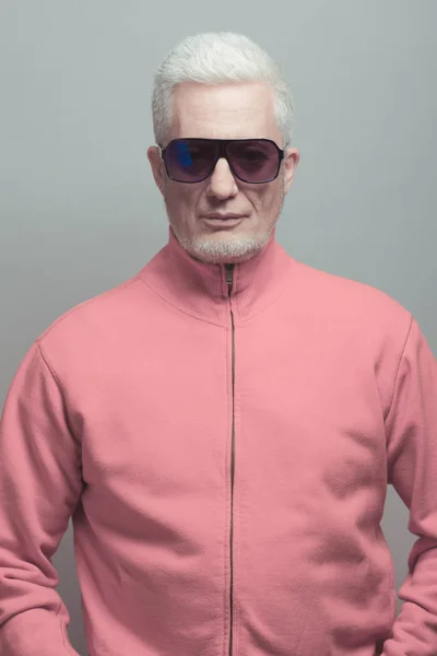 Fabuloso Cualquier Edad Concepto Gafas Retrato Hombre Años Moda Con — Foto de Stock