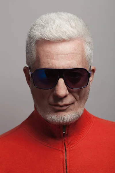 Utmärkt Alla Åldrar Eyewear Koncept Porträtt Fashionabla Årig Man Mörk — Stockfoto