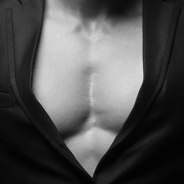 Erkek Güzellik Kavramı Büyük Kuyusu Yapılı Göğüs Kas Erkek Modeli — Stok fotoğraf