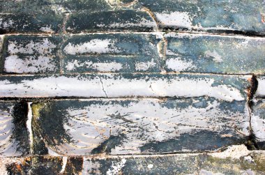 Yaşlı taş yosun ve çatlaklar ile. Geyik altındaki kaya resim. Doğal arka plan