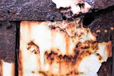 Paslanmaz çelik ve metal, arka plan için eski kirli paslı galvanizli demir plaka dokusu, arka plan, eski paslı metal yüzey, arka plan, doku için paslı duvar dokusu üzerinde