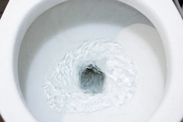 Вибірковий Фокус Крупним Планом Промивання Унітазу Санітарії Туалету Промивки Води — стокове фото