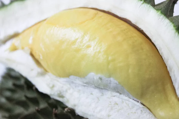 Durian Fruit King Fruit Met Geel Vlees Witte Achtergrond Vers — Stockfoto