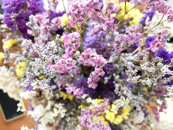 flowers, dried flowers, dry flower vintage style, Close up of colorful flowers vintage style, Colorful dried wild flowers in buckets
