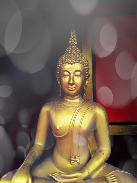 Guld Buddha Staty Ansiktet Guld Buddha Staty Närbild Den Gamla — Stockfoto