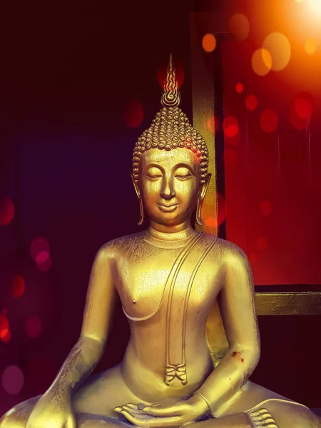 Estatua Buda Oro Cara Estatua Buda Oro Primer Plano Antigua — Foto de Stock