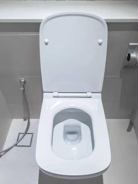 Toilet Flushing Water Flush Toilet Closeup Look Toilet White Toilet — Stock Photo, Image