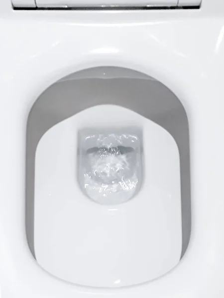 Toilet Flushing Water Flush Toilet Closeup Look Toilet White Toilet — Stock Photo, Image