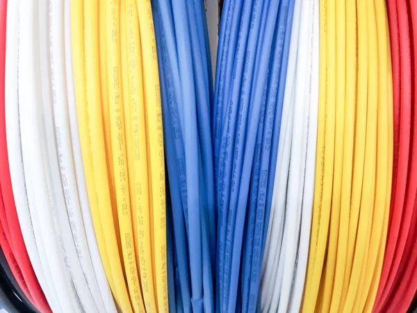 wires, Close-up pictures of power cord wrappers, power cables for the background, wires in a variety of colors, Colored wires for background
