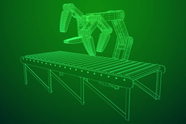 Robotik Kol ve rulo konveyör vektör