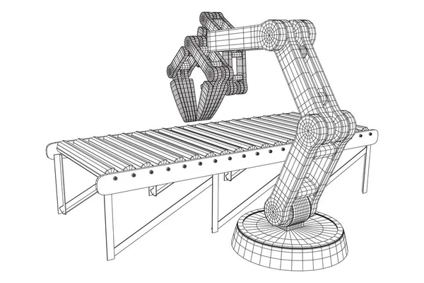 Роботизированный вектор ручного и роликового конвейеров — стоковый вектор
