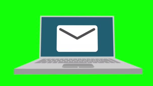 Laptop med kuvert Mail-meddelande — Stockvideo