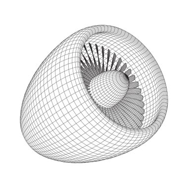 Turbo jet uçak motoru tel kafes düşük poli kafes vektör çizim