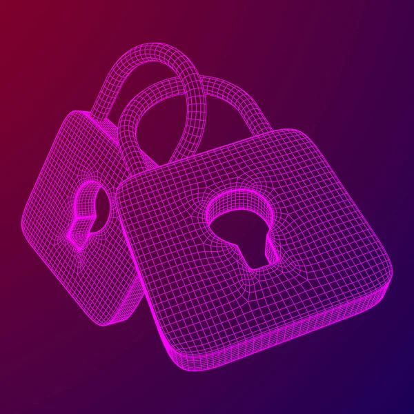 Concept de securitate cibernetică Padlock — Vector de stoc